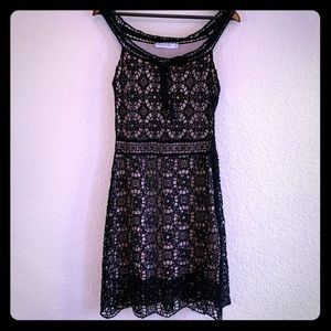 Christian Dior Macrame Lace Knit Dress 38 Black